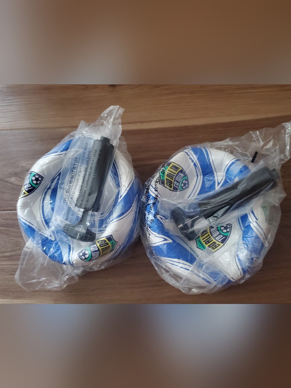 Two Soccer Balls With Pumps